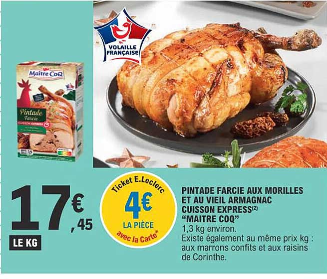 pintade farcie aux morilles et au vieil armagnac cuisson express "maître coq"