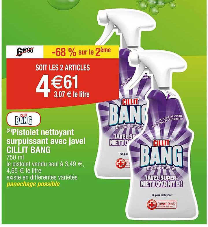 pistolet nettoyant surpuissant avec javel cillit bang