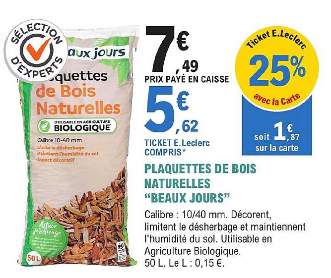 plaquettes de bois naturelles "beaux jours"
