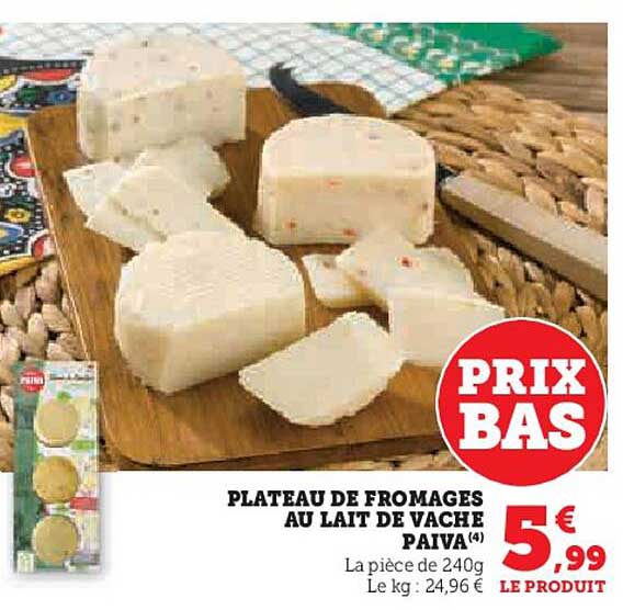 plateau de fromages au lait de vache paiva