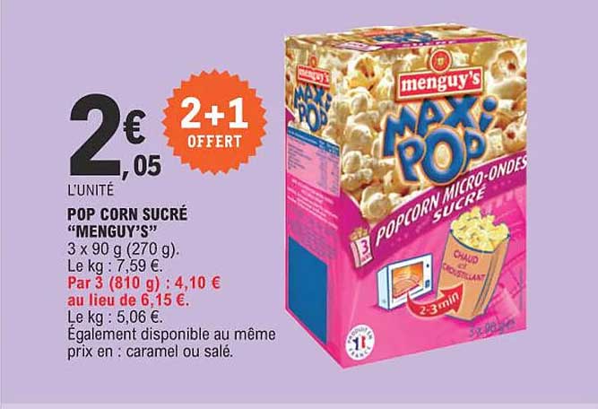 pop corn sucré "menguy's"