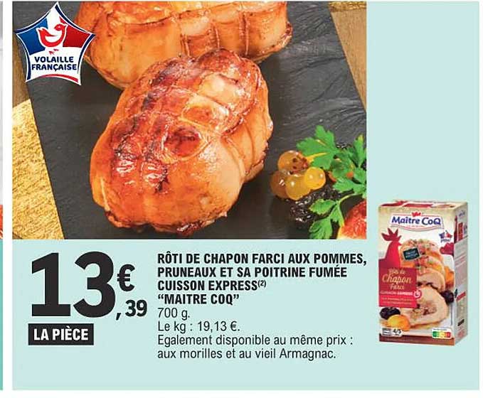 rôti de chapon farci aux pommes, pruneaux et sa poitrine fumée cuisson express "maître coq"