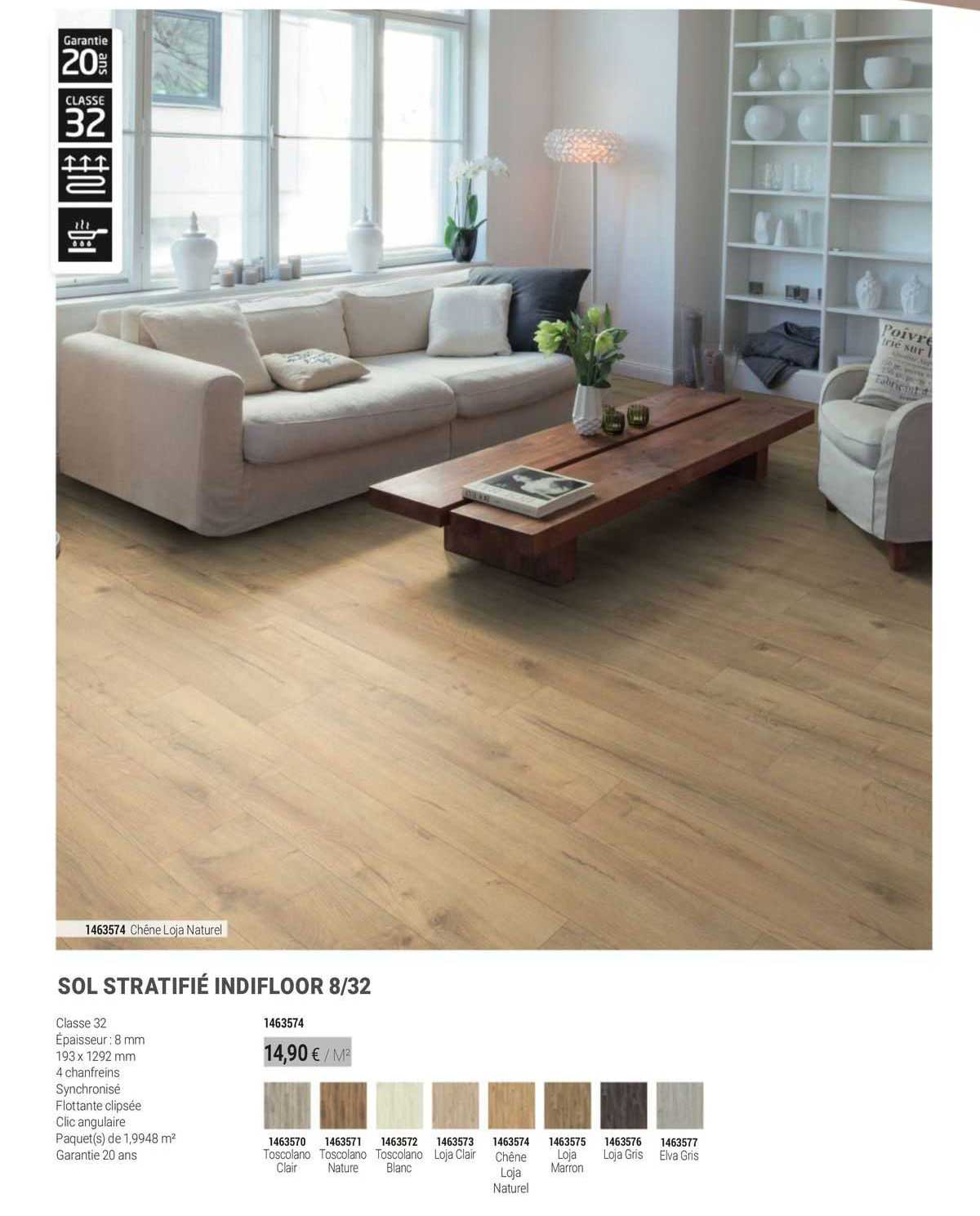 sol stratifié indifloor 8/32