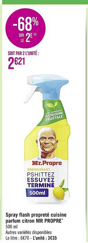 spray flash propreté cuisine parfum citron mr propre