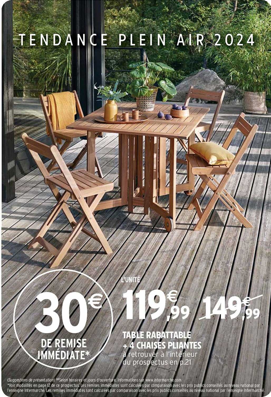 table rabattable + 4 chaises pliantes