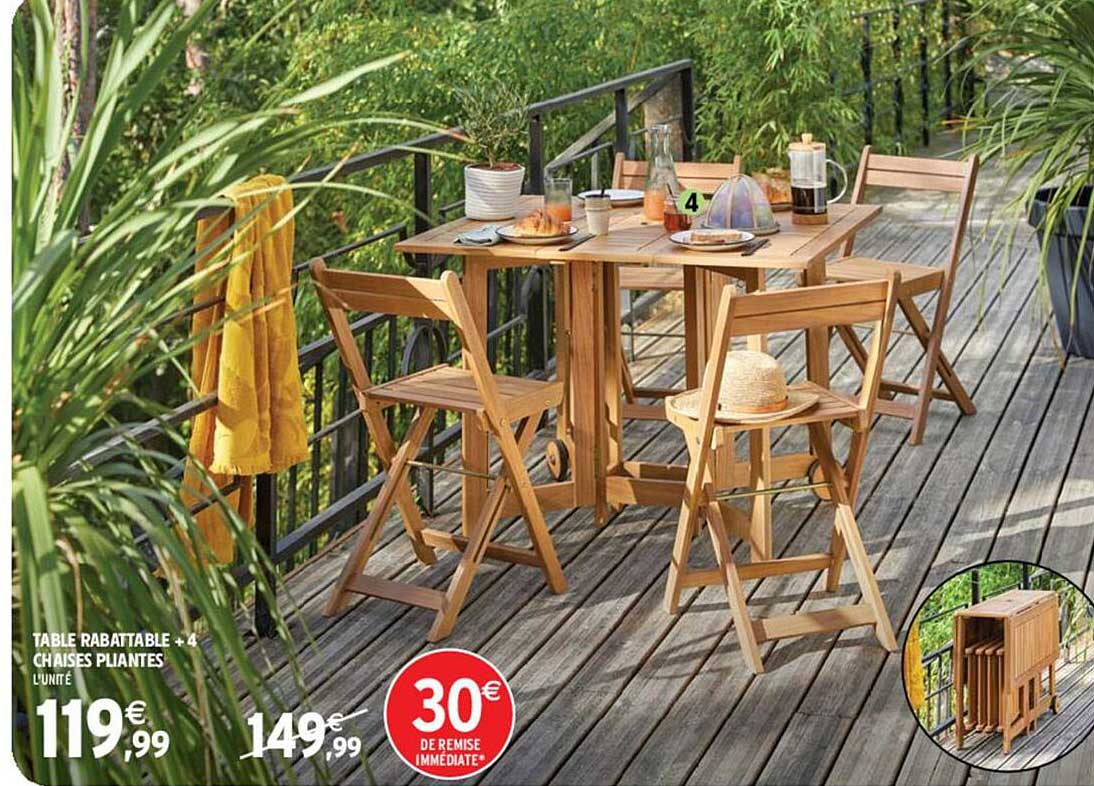 table rabattable + 4 chaises pliantes