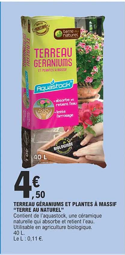 terreau géraniums et plantes à massif "terre au naturel"