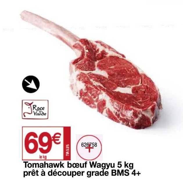 tomahawk boeuf wagyu 5 kg prêt à découper grade bms 4+