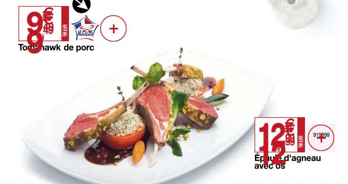 tomahawk de porc, épaule d'agneau avec os