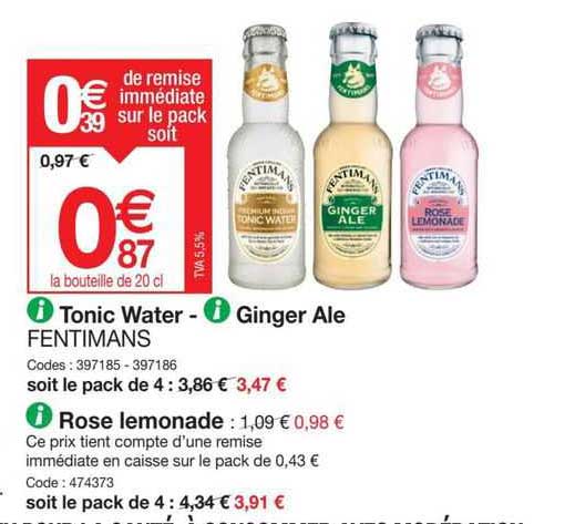 Tonic Water - Ginger Ale Fentimans, Rose Lemonade