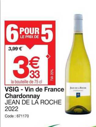 vsig - vin de france chardonnay jean de la roche 2022