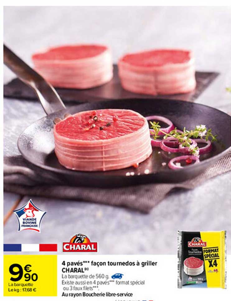 4 pavés façon tournedos à griller charal