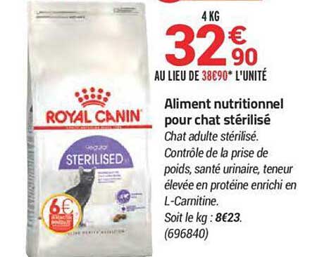 aliment nutritionnel pour chat stérilisé