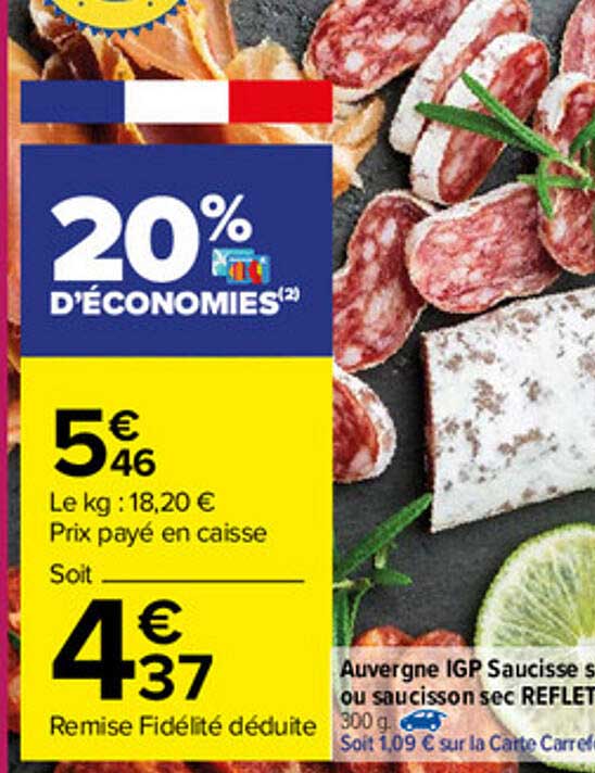 auvergne igp saucisse ou saucisson sec reflet de france
