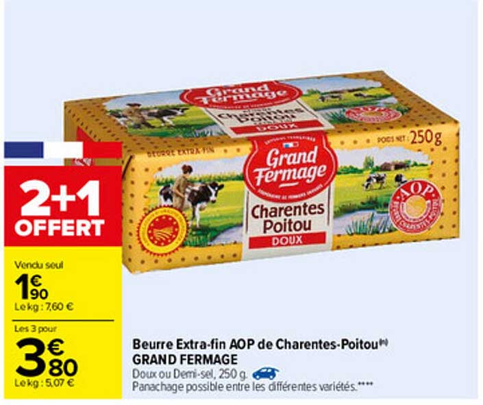 beurre extra-fin aop de charentes-poitou grand fermage