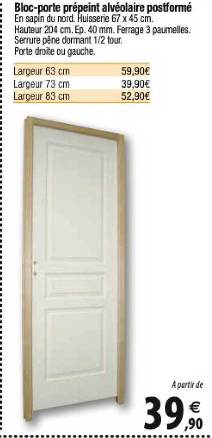 bloc-porte prépeint alvéolaire postformé