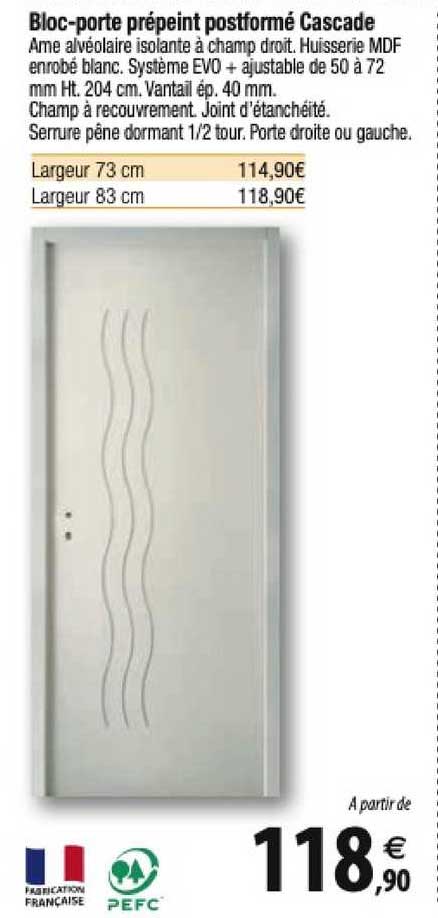 bloc-porte prépeint postformé cascade