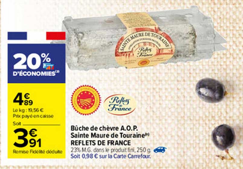 bûche de chèvre a.o.p. saint maure de touraine reflets de france