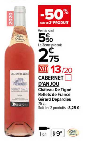 cabernet d'anjou château de tigné reflets de france gérard depardieu