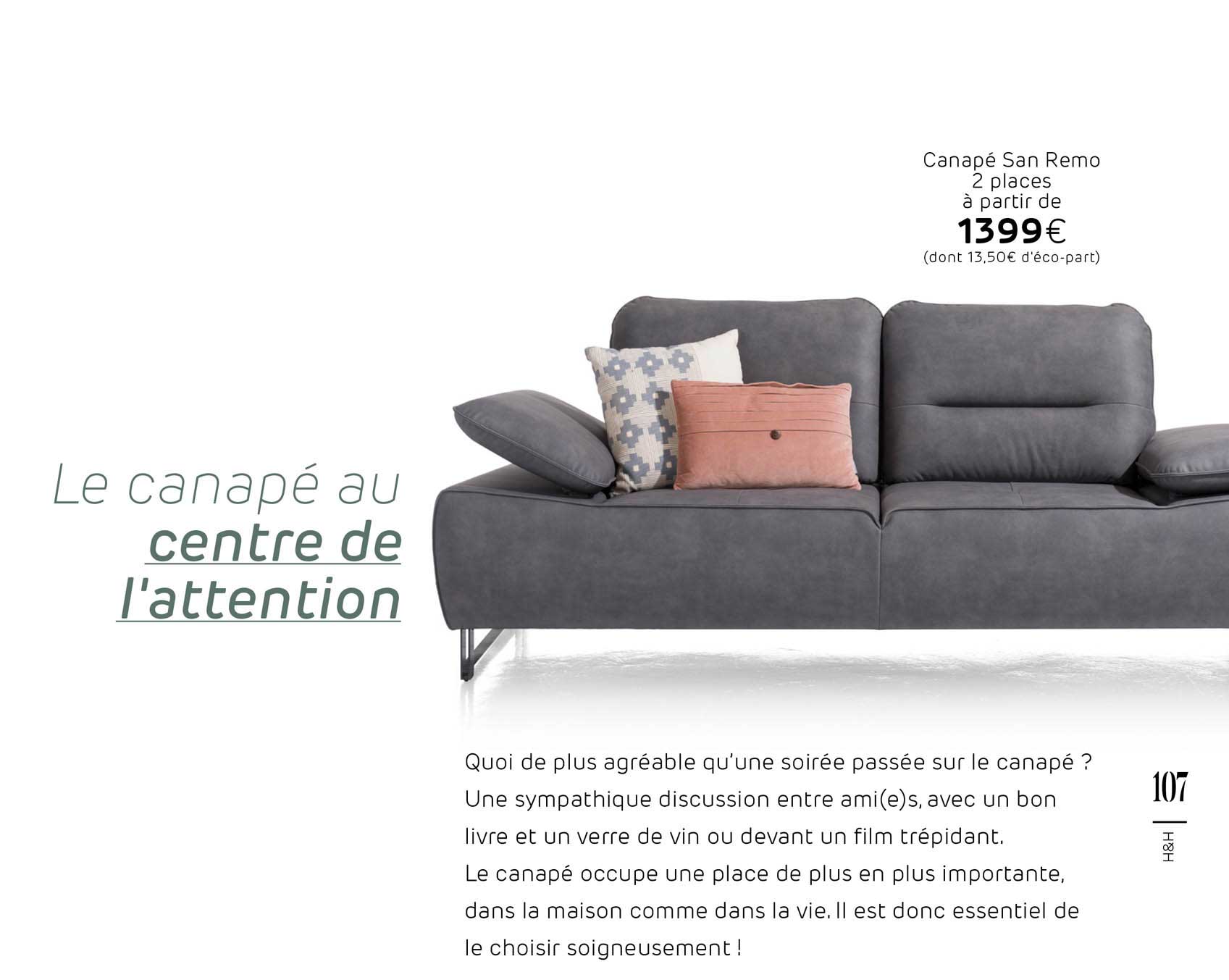 canapé san remo 2 places