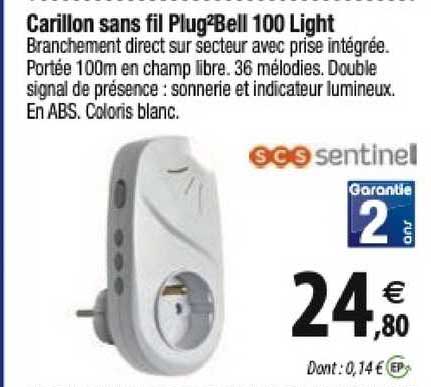 carillon sans fil plug2bell 100 light scs sentinel