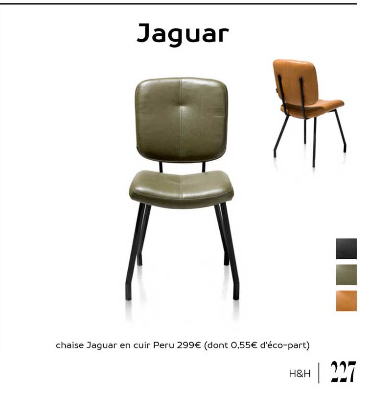 chaise jaguar en cuir peru