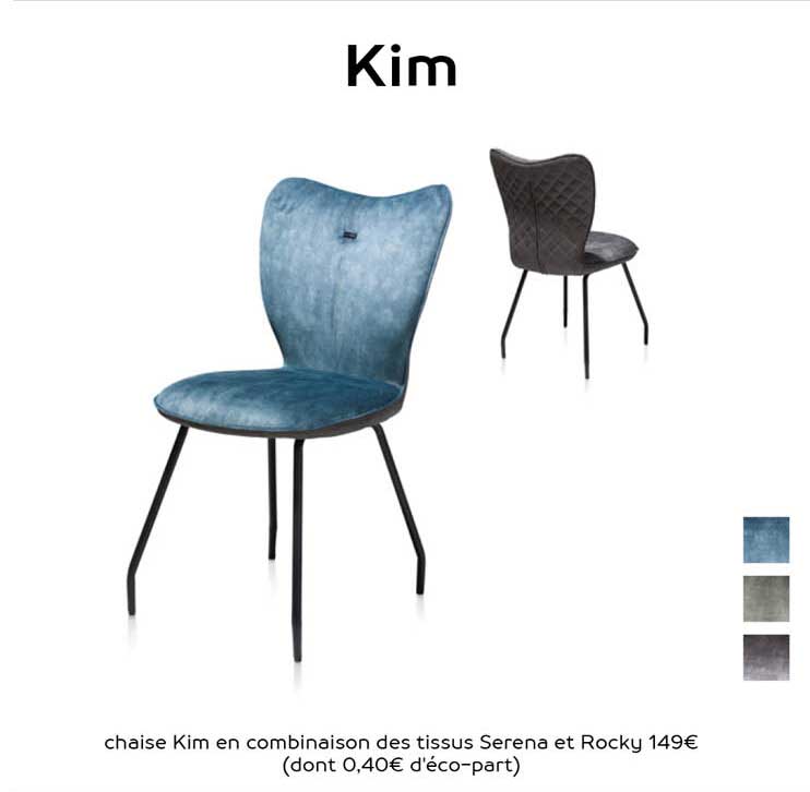 chaise kim en combinaison des tissus serena et rocky