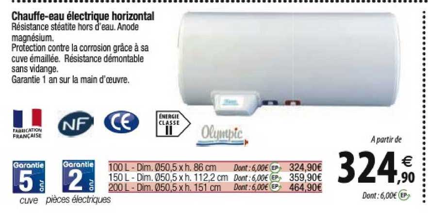 chauffe-eau électrique horizontal