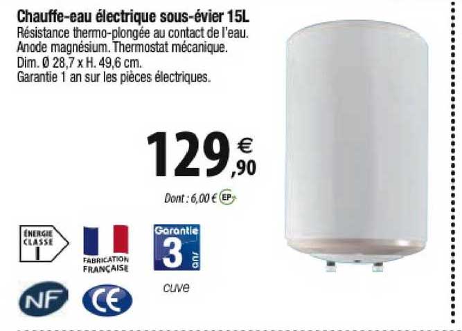 chauffe-eau électrique sous-évier 15l