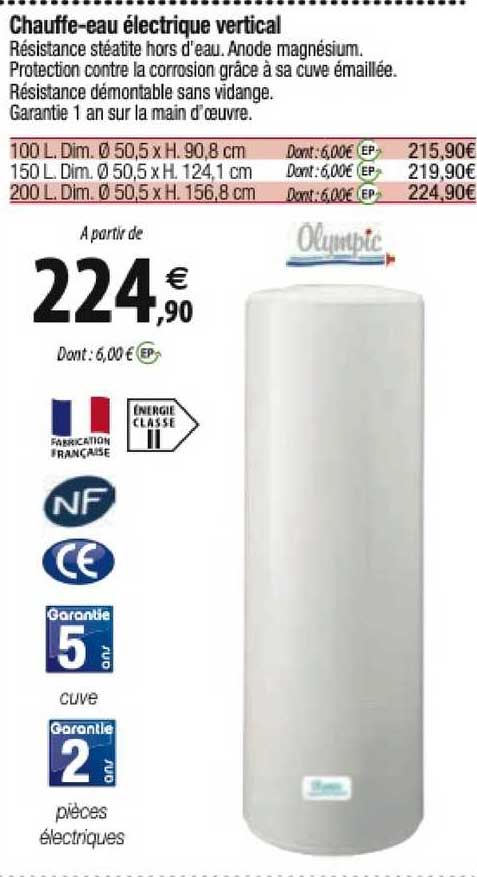 chauffe-eau électrique vertical olympic