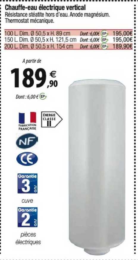 chauffe-eau électrique vertical