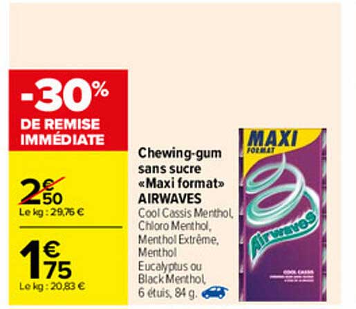 chewing-gum sans sucres «maxi format» airwaves