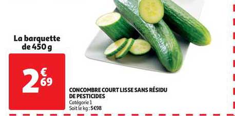 concombre court lisse sans résidu de pesticides