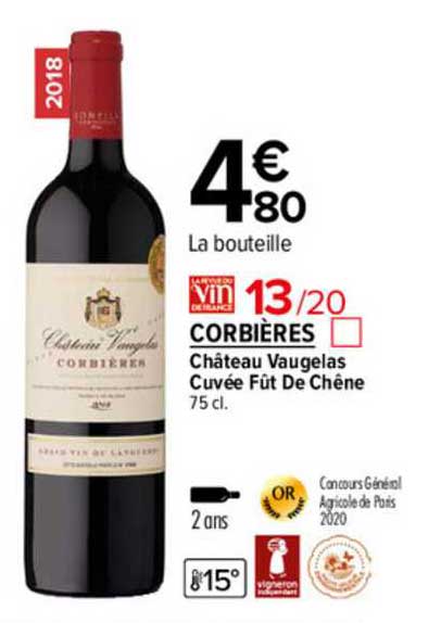 corbières château vaugelas cuvée fût de chêne