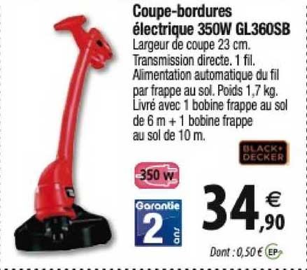 coupe-bordures électrique 350w gl360sb black+decker