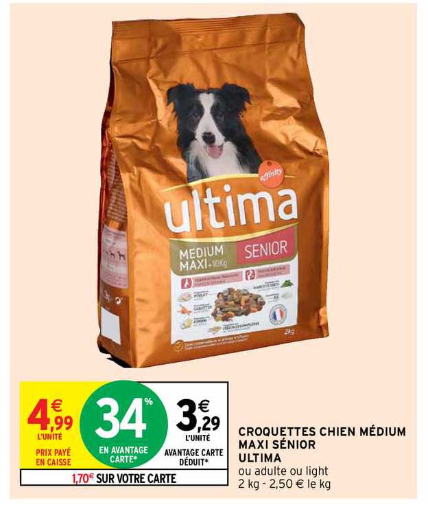 croquettes chien médium maxi sénior ultima