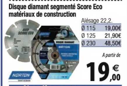 disque diamant segmenté score eco matériaux de construction