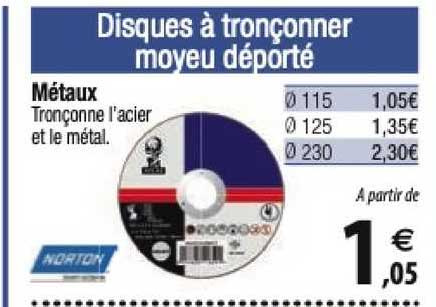 disques à tronçonner moyen déporté métaux