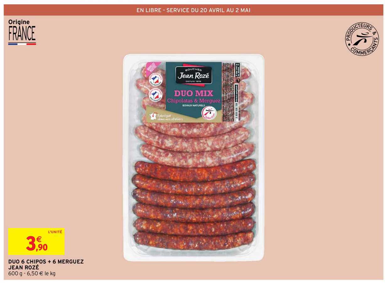 duo 6 chipos + 6 merguez jean rozé