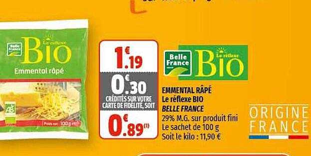 emmental râpé le réflexe bio belle france