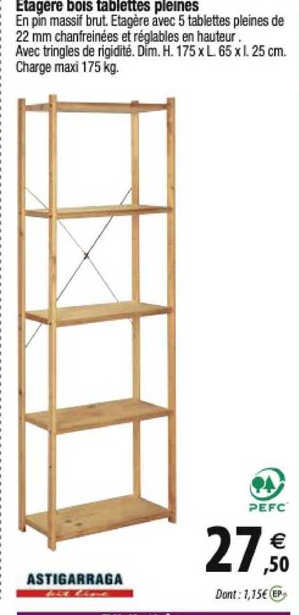 étagère bois tablettes pleines