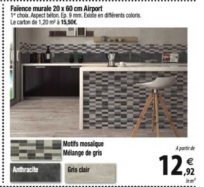 faïence murale 20 x 60 cm airport