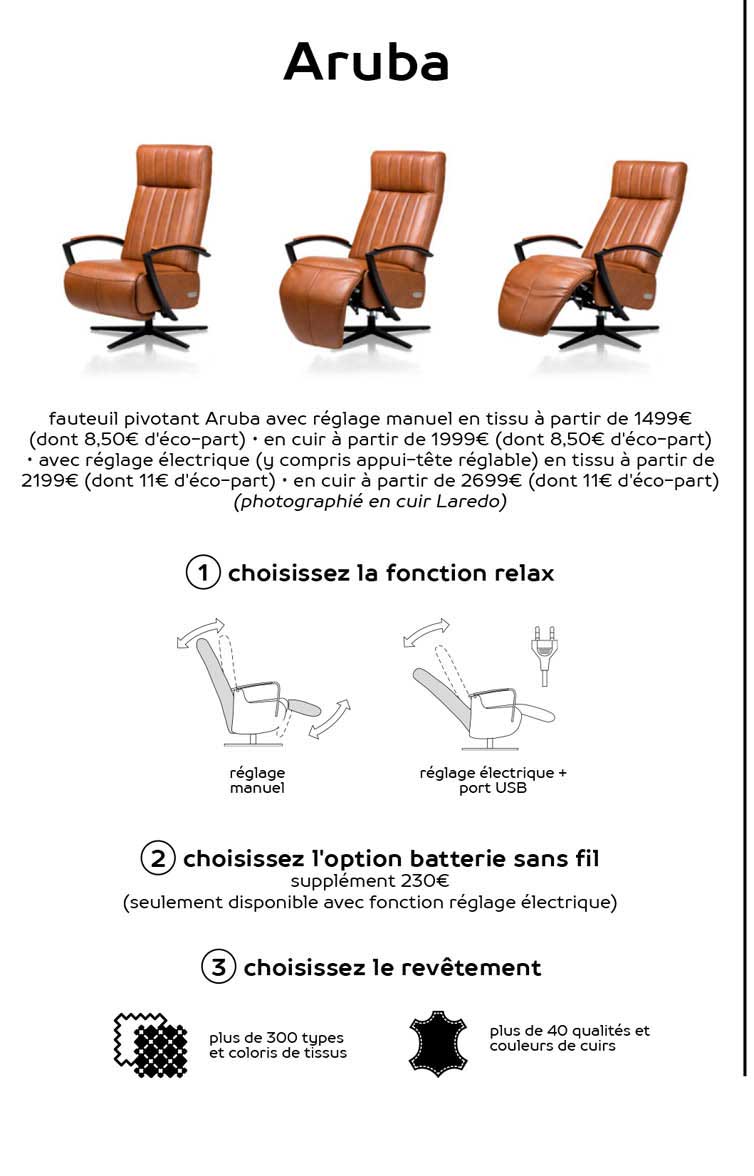 fauteuil pivotant aruba
