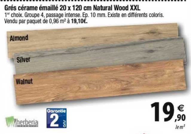 grés cérame émaillé 20 x 120 cm natural wood xxl