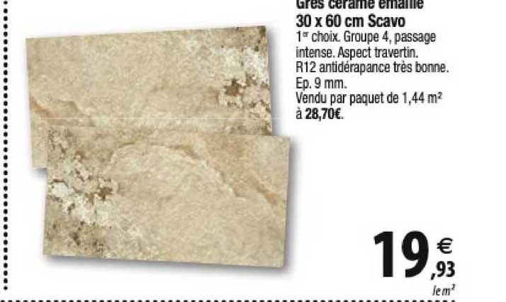 grès cérame émaillé 30 x 60 cm scavo