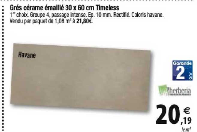 grés cérame émaillé 30 x 60 cm timeless