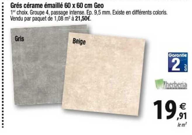 grés cérame émaillé 60 x 60 cm geo