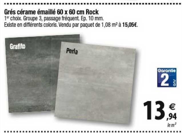 grés cérame émaillé 60 x 60 cm rock