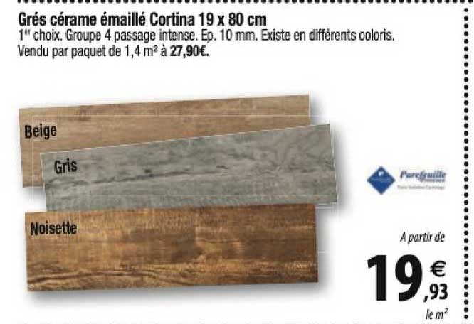 grés cérame émaillé cortina 19 x 80 cm