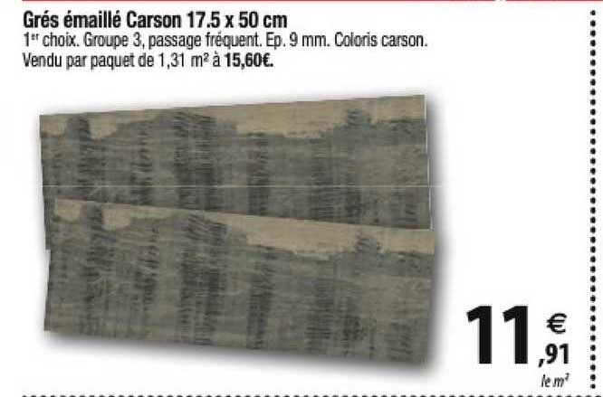 grés émaillé carson 17,5 x 50 cm